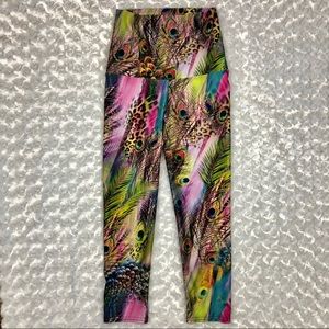 Emily HSU Designs Peacock Capri Floral Leggings